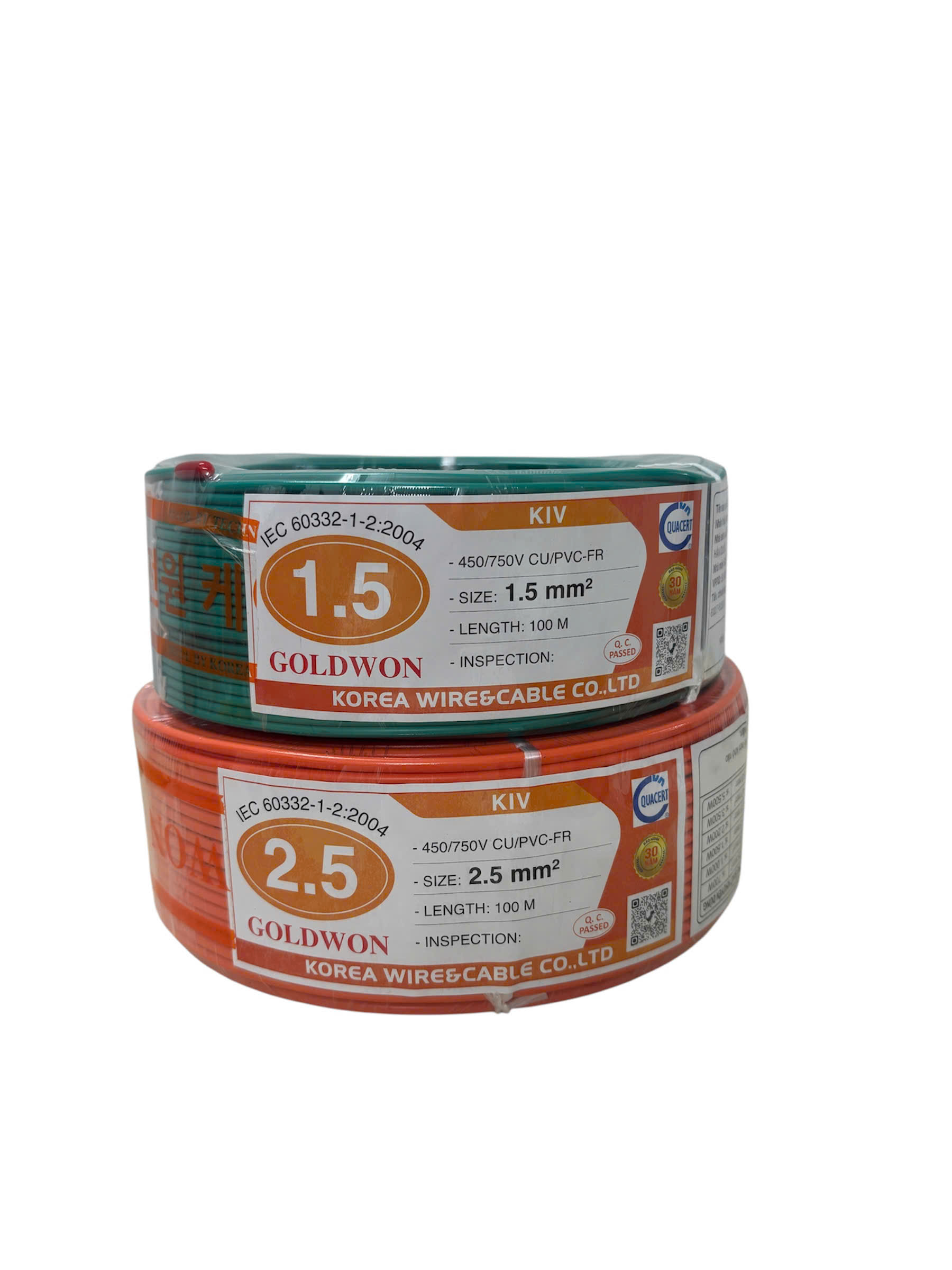 Dây điện 1 lõi ruột mềm - cách điện PVC-FR chậm cháy, điện áp 0.6/1kV - Cu/PVC-FR 90ºC